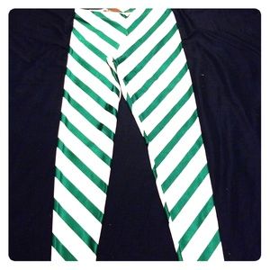 Green Candy Cane Stripe Leggings
